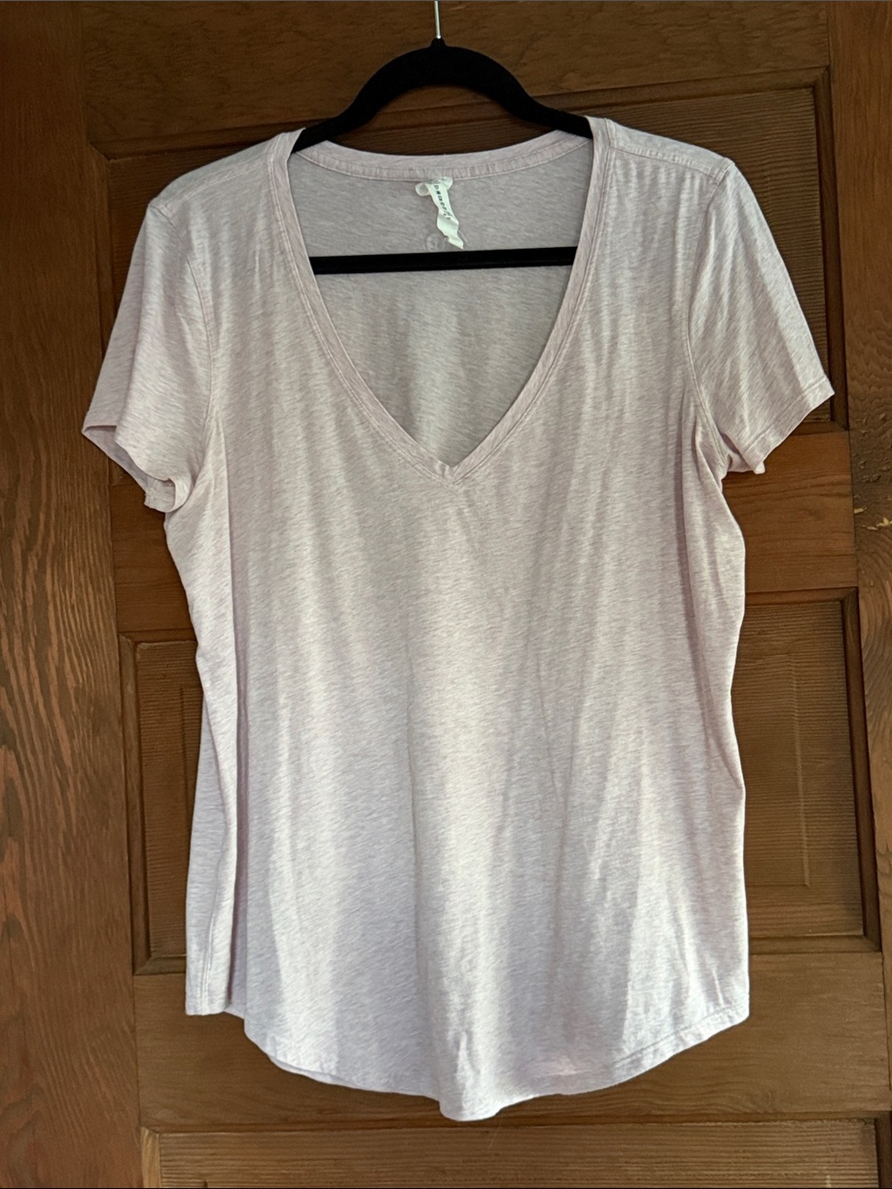 Lululemon Light Pink V-Neck Short Sleeve Tee Heathered Petals Size 8